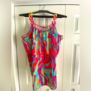 Neon color tank with decor straps